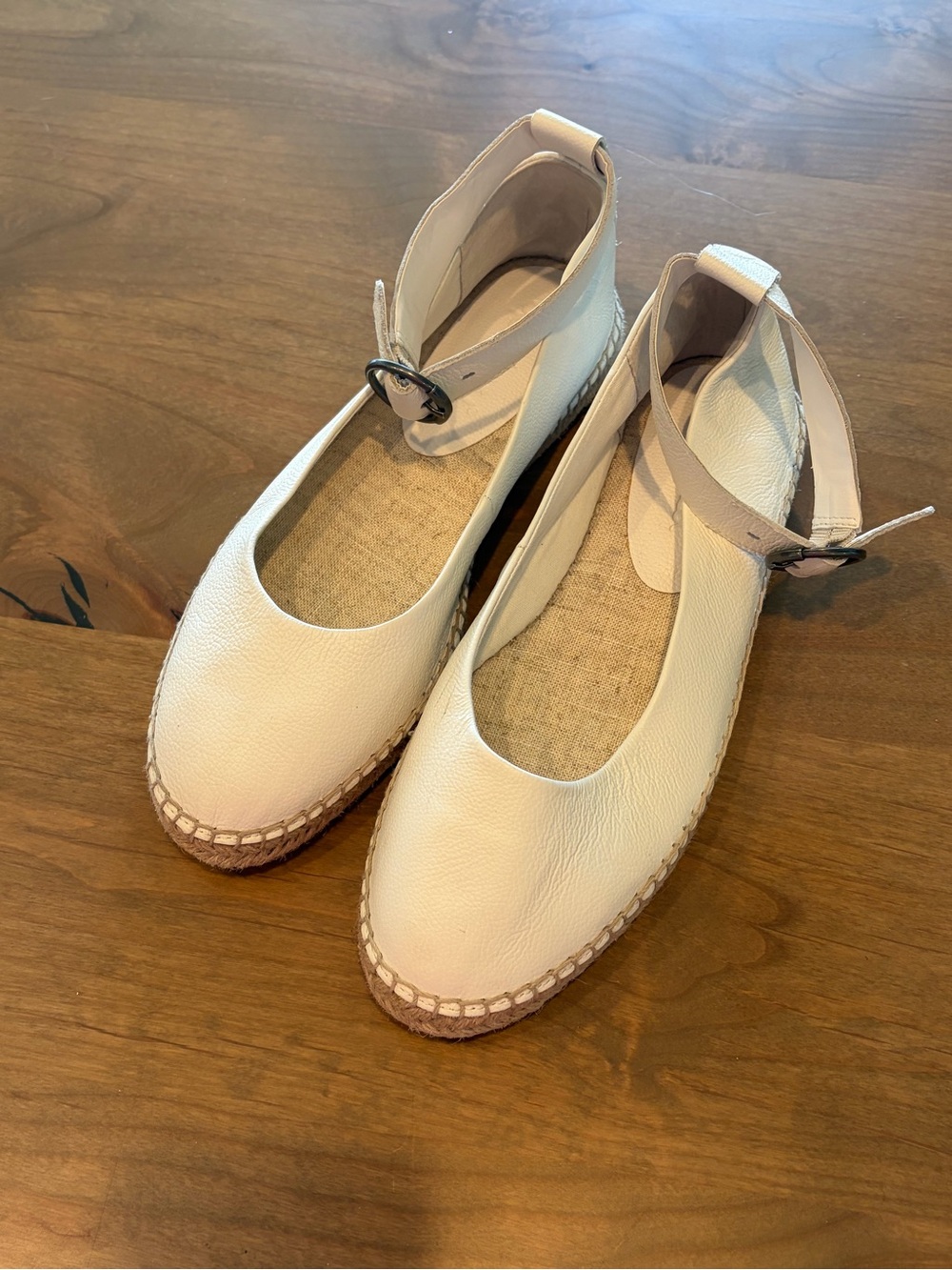 Splendid Ace White Leather Espadrille Ankle-Strap Flats Women’s 10 - Picture 2 of 8